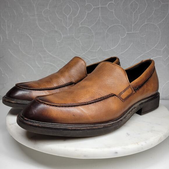 Ecco Vitrus II Loafer Dress Shoe Mens 10 Brown Leather Slip On Calf Crust Dyed - Picture 1 of 15